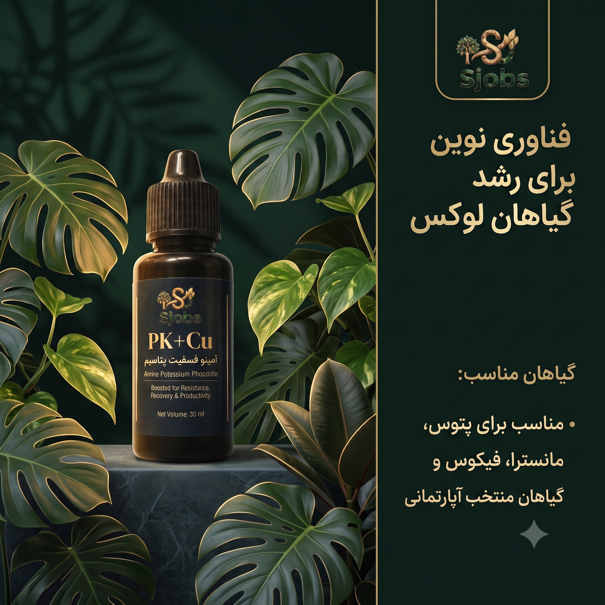 کود مایع آمینو فسفیت پتاسیم اس جابز مدل PK+Cu حجم ۳۰ میلیلیتر - تصویر 2